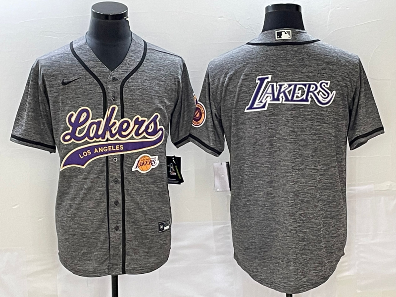 Nike 2023 Men Los Angeles Lakers Blank Grey NBA Jersey style 2